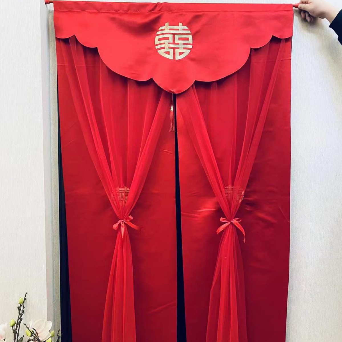 boda bordada cortina larga decoración de la puerta del dormitorio cortina de boda para hombres y mujeres