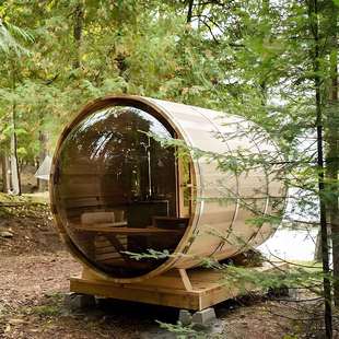 Traditional 4-8 People Round Garden Sauna Pine Wood Outdoor Barrel Sauna