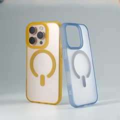 IPhone16肌感氷霧半透明磁気吸引携帯ケースアップル15promax転倒防止保護カバー14