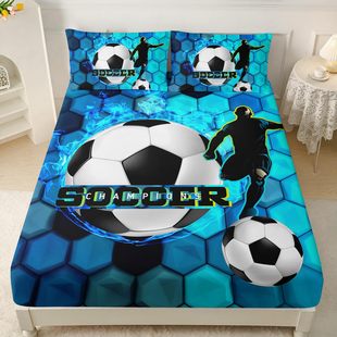 Football Sports Pattern Mattress Three-piece Set Digital Printing Cross-border European and American Bedding suit for Adults and Children