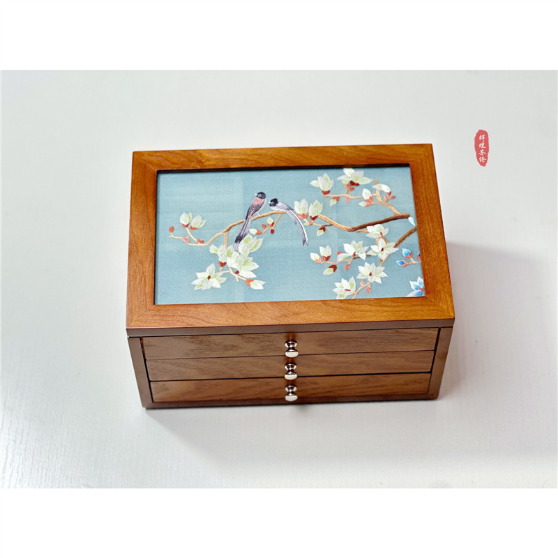 結婚プレゼントの首飾り箱手作り蘇刺繍両面刺繍木製三層ジュエリー収納箱洗練された誕生日に友人に贈る|undefined