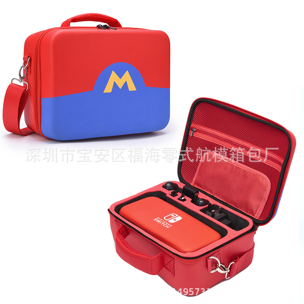 Adecuado para el interruptor OLED sub-madre bolsa de almacenamiento de la máquina de juego NS rojo Mario bolsa dura bolsa de tamaño