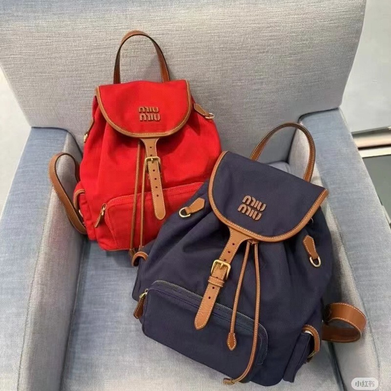 New Miu Miu 2025 Canvas Backpack Large Capacity High-End Versatile Portable Shoulder Travel Commuter Backpack