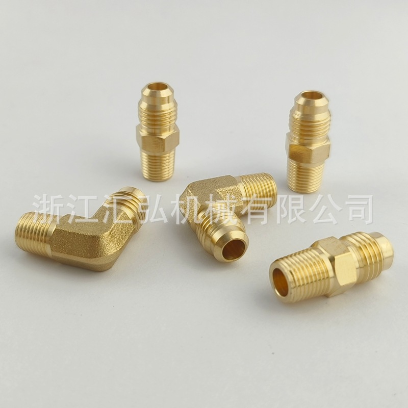 黄铜英美制转换接头JIC74°外螺纹NPT美制4分外牙过渡直通弯头