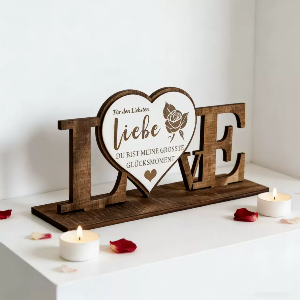 跨境爆款情人节礼物木制摆件周年纪念情侣礼物木质工艺品爱心摆台