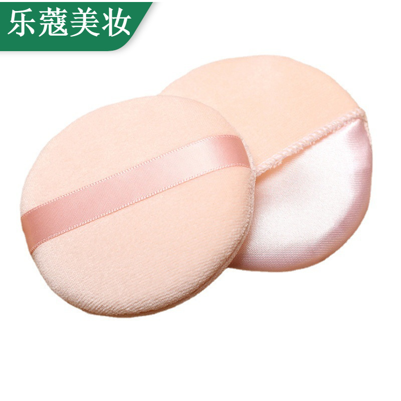 厂家批发 影楼用丝带干扑 勾手手套棉粉扑 美妆工具 直径85mm