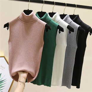 Sleeveless Turtleneck Thermal Vest for Women 2020 Autumn and Winter Small Suit High Elastic Knitwear Inner Wear Bottoming Shirt Top