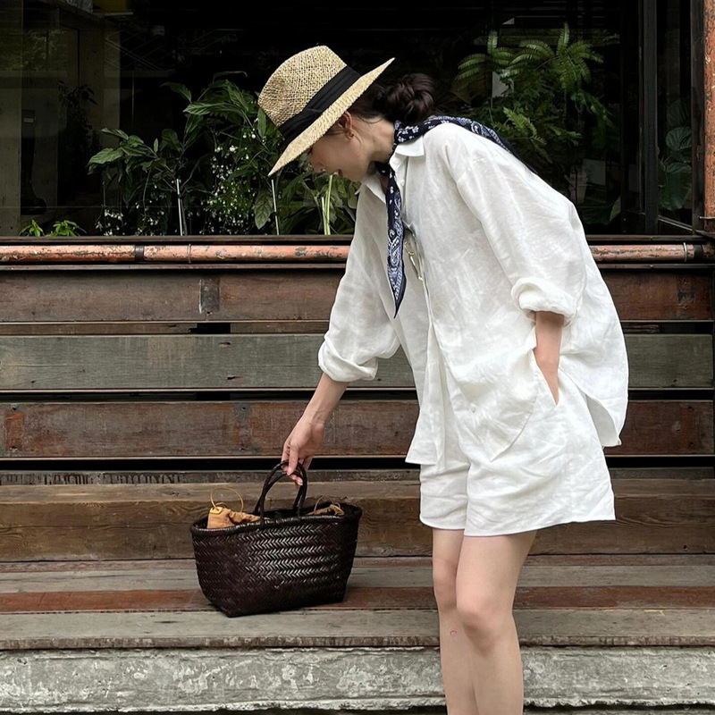[Premium Goods] 100% French Normandy Linen Shirt Set Old Money Style Summer Casual High-End Shirt