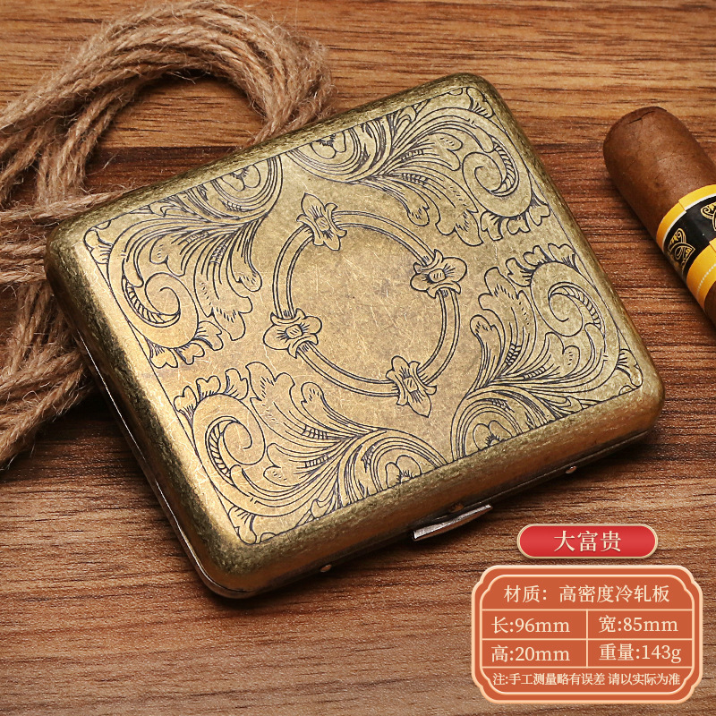 Guipai シガレットボックス 9010 金属両面フリップトップ 20 パックシガレットボックスブロンズ凝縮花自動タバコポータブルシガレットボックス|undefined
