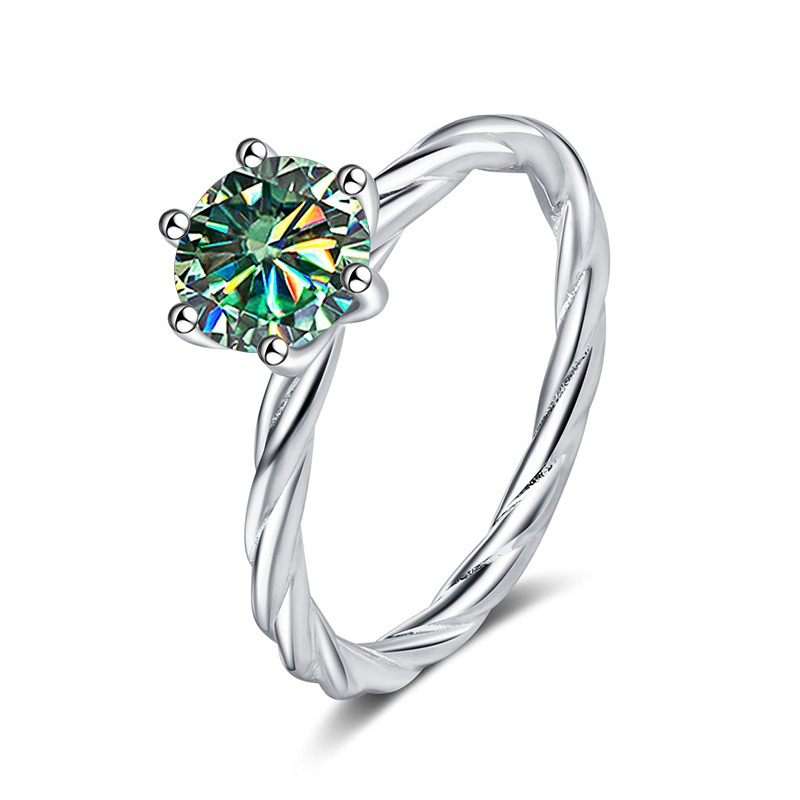 Torsión de pared torcida S925 anillo de plata para mujeres de oro pt950 un quilate D color mosaicita con certificado de prueba de lápiz de diamante