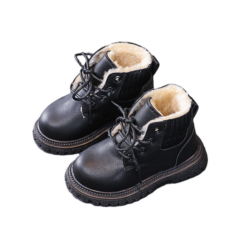 Entrega de una pieza de moda de invierno Zapatos acolchados de algodón para niños Botas Martin acolchadas de algodón cálido para niños Botas de nieve retro para niñas con cordones