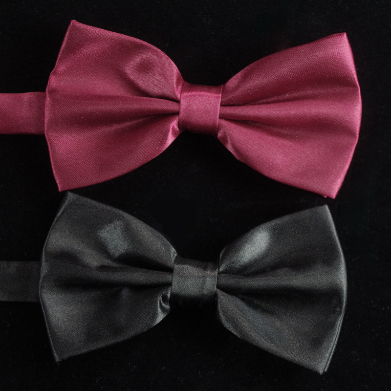 Men's Double-Layer Solid Color Groom's Wedding Tie, Red Bow Tie for Groomsmen, Suit Shirt, Formal Wear