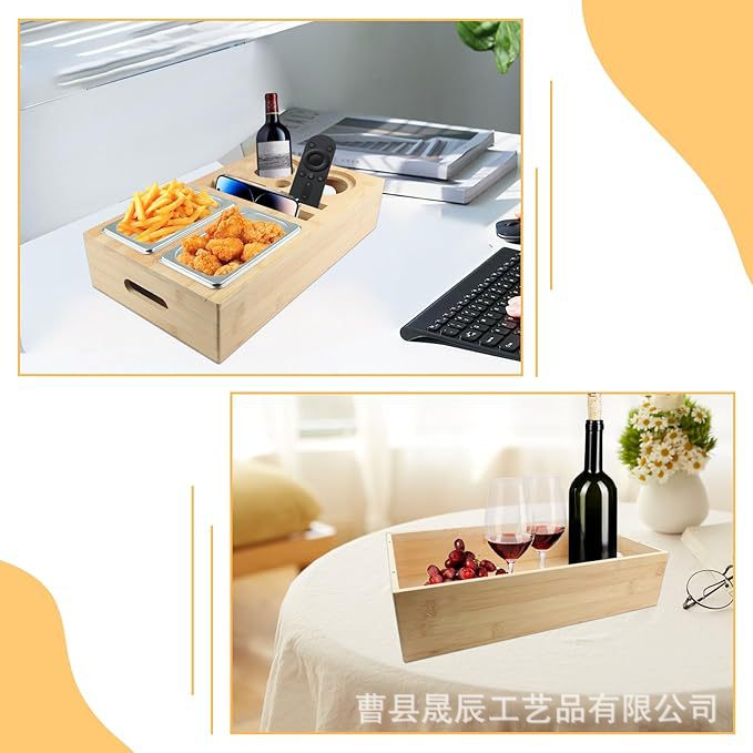 Nueva sala de estar de madera caja de almacenamiento de control remoto sofá snack box de escritorio soporte para teléfono móvil