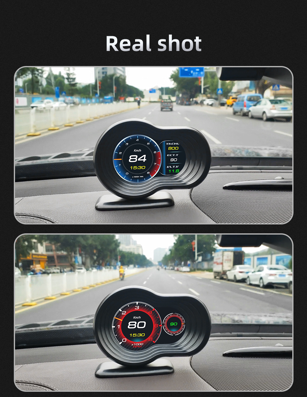 Cross-border HUD head-up display, car-modified LCD smart driving computer, multi-language high-definition vehicle display screen