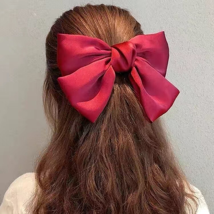 ヘアアクセサリー、妖精のような高級感、後頭部に大きなリボン、シアサッカー、女性用の大きなグリッパーシャーククリップヘッドドレス|undefined