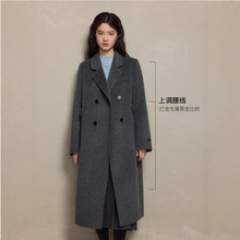 双排扣小个子正肩全羊毛双面呢大衣女装2025冬季新款毛呢西装外套