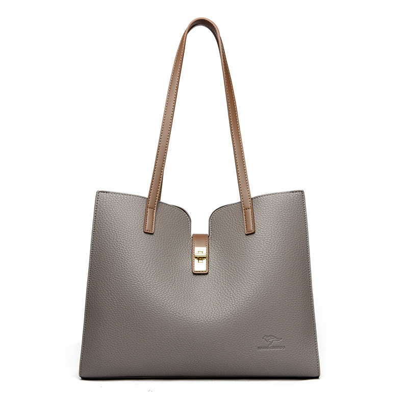 Cross-Border Genuine Leather Large Capacity Shoulder Tote Bag For Women, Casual Commuter Bag, Trendy Versatile Luxury Briefcase Underarm Bag - Thumbnail 8