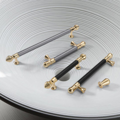 Modern minimalist Nordic wardrobe door gold black drawer pulls black extended American zinc alloy cabinet handles