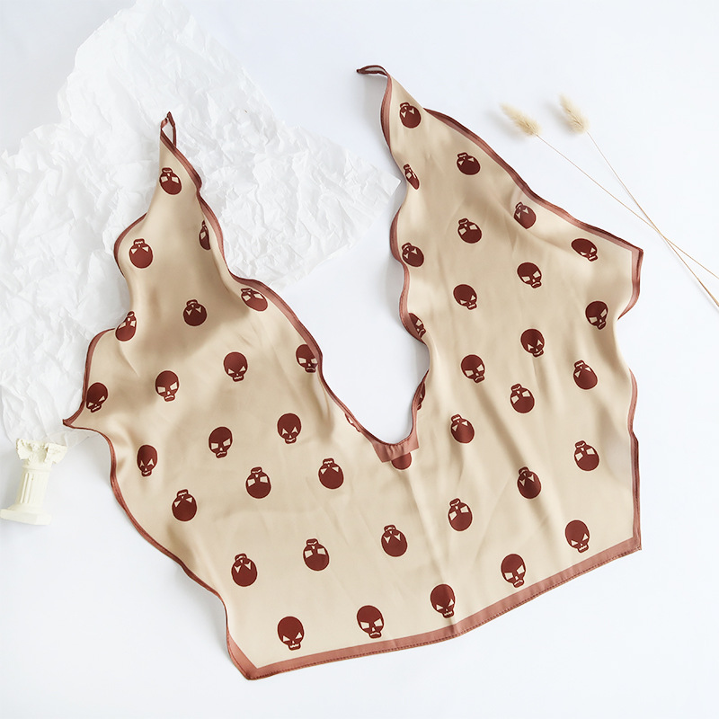 2025 nuevo bufandas de seda hexagonal bufandas de hombro alta sensación de moda de diseño minimalista de seda simulada bufandas temperamento universal