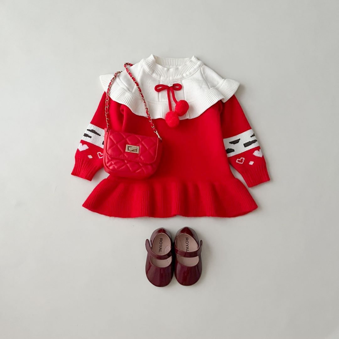 JINYONG Pullover Kinderkleidung Langes Haar Ball Strickrock Mädchen Silvesterkleid_voghion.com