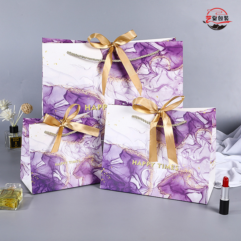 Creative Purple Gift Bag with Ribbon, Tote Paper Bag, Wedding Candy Bag, Fresh Style Clothing Shopping Bag, Eco-Friendly for Weddings Creative Purple Gift Bag with Ribbon, Tote Paper Bag, Wedding Candy Bag, Fresh Style Clothing Shopping Bag, Eco-Friendly for Weddings