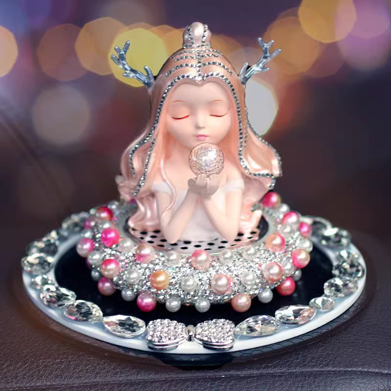 Creativo y hermoso hecho a mano con incrustaciones de diamantes, perlas, Ocean Girl, adornos de perfume de coche, decoraciones de coche, consola central