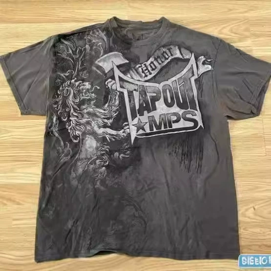 StreetWear Tapout T-shirt Y2K мужская хип-хоп надписи графика крупная футболка Харадзюку