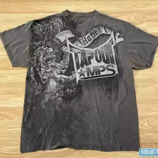 Streetwear Tapout t Shirt Y2K Men Hip Hop Letter Graphic Print Oversized Tee Shirt Harajuku
