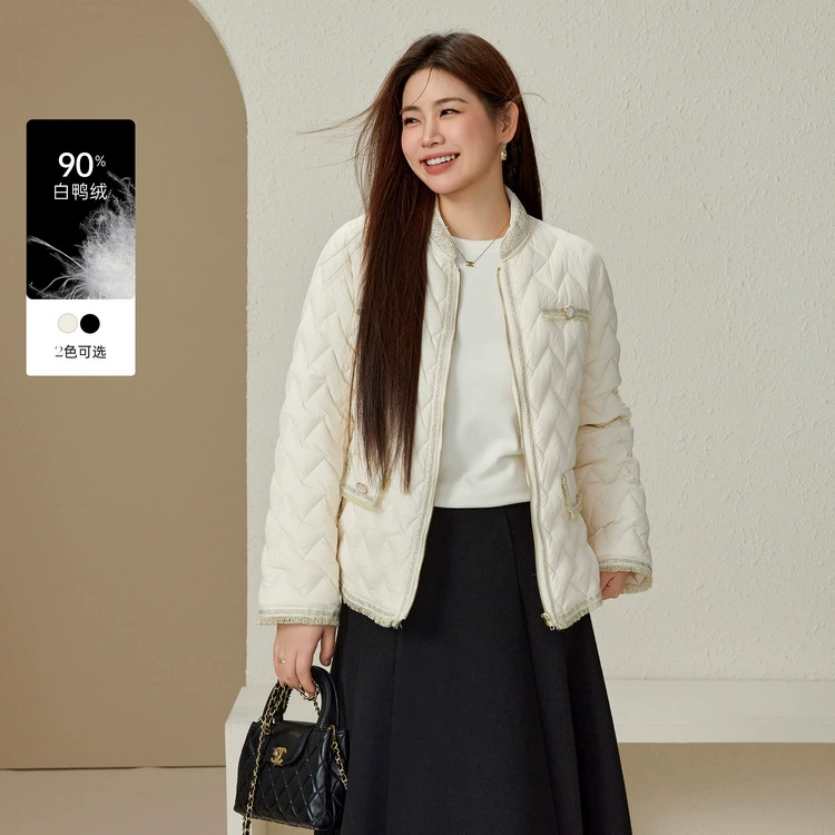 [Белый лунный вафли текстурный пуховик] Волосатый большой размер женская теплая куртка толстый мм зимний новый