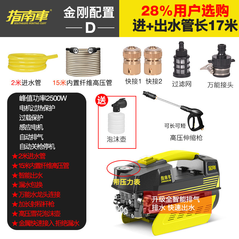 Induction Motor Portable | Zhǐnánchē Portable car washer - king-kong-d-configuration-with-pressure-gauge