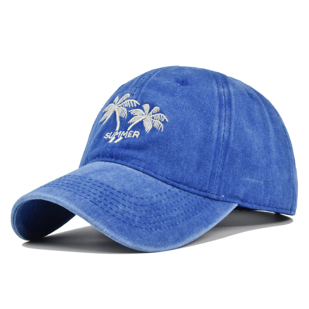 Mens Baseball Cap With Coconut Embroidery Washed Cotton Sun Visor_voghion.com