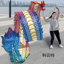 广场舞中老年人男女健身龙带甩彩带飞龙钢架龙头舞龙表演道具