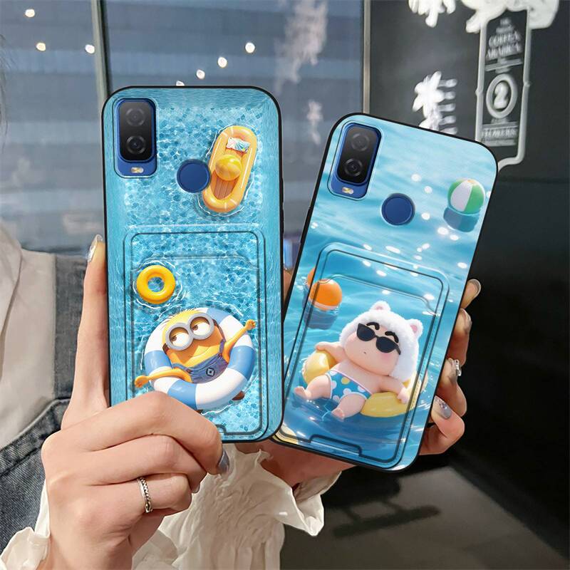 Suitable for Tcl Mobile Phone Cases for Men and Women, Card Holders, Swimming Rings, Funny Textures, Fun Card Inserts, Cute Coin Card Holders, Youth