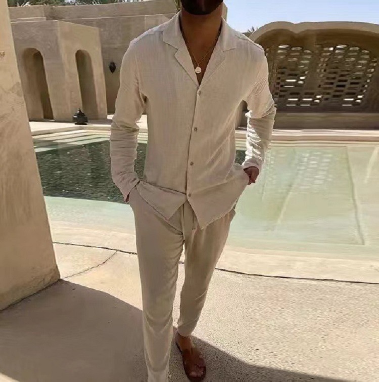 Herren Zweiteiler Set Langarmshirt Und Hose Modische Freizeit_voghion.com