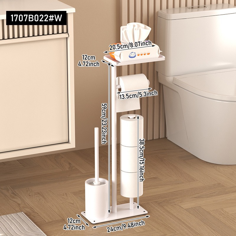 Rack de toallas de piso, estante de toallas de baño doméstico, estante de almacenamiento multifuncional de papel de rollo de inodoro, estante de teléfono móvil de inodoro