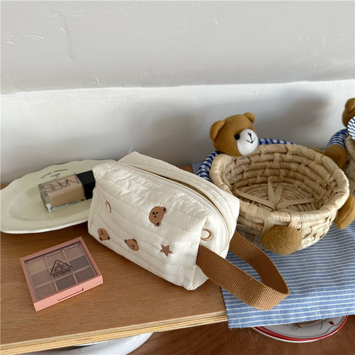 Korean version of versatile cute star moon bear cosmetic bag girl heart large capacity storage bag portable small bag