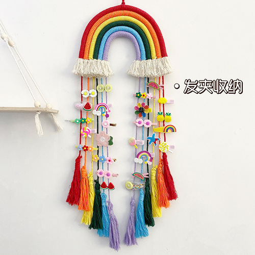 Nordic cotton rope woven rainbow wall hanging decoration bedroom creative ornament girl heart children's room boutique decoration ornament