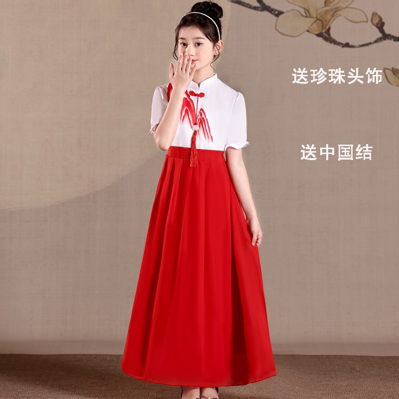 大合唱演出服男童中山装儿童钢琴演奏运动会礼服女童公主裙中国风|undefined