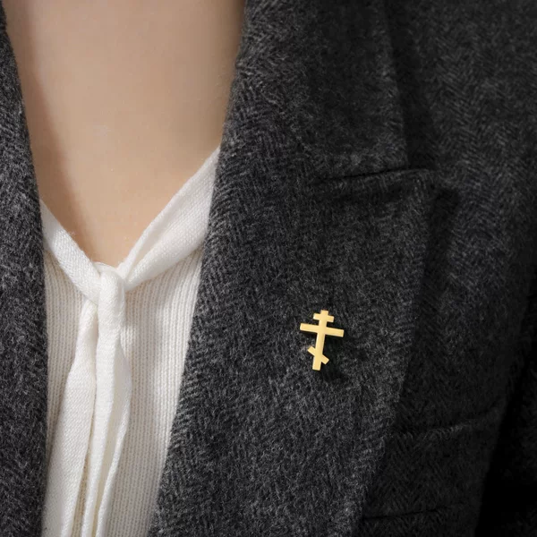 Factory Direct Sales Cross-Border Hot Selling Exquisite Eastern Orthodox Archbishop Cross Brooch 304 Stainless Steel Material