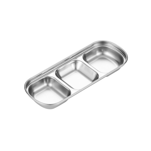 Hot pot seasoning dish, sauce dish, golden dipping dish, barbecue tableware, outdoor camping 304 stainless steel Korean style grid dish