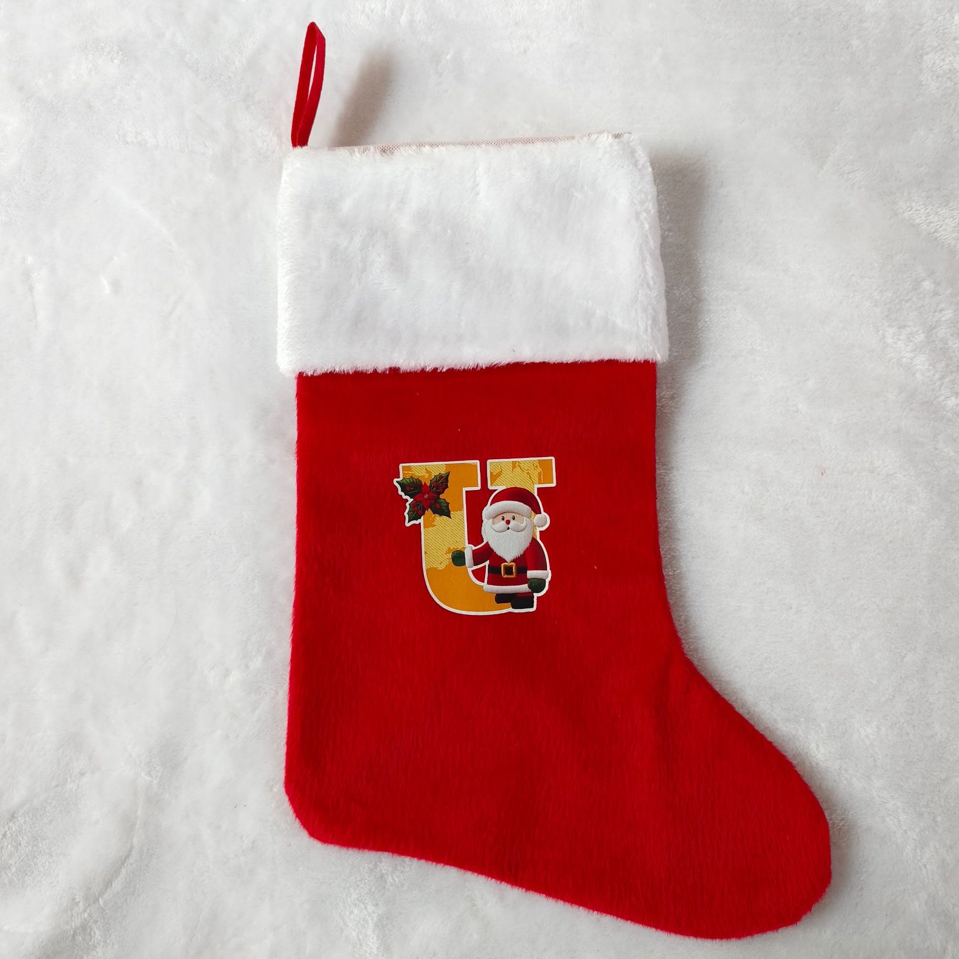 letras transfronterizas calcetines de Navidad encantadores y divertidos letras inglesas calcetines de Navidad creativas letras de Santa Claus