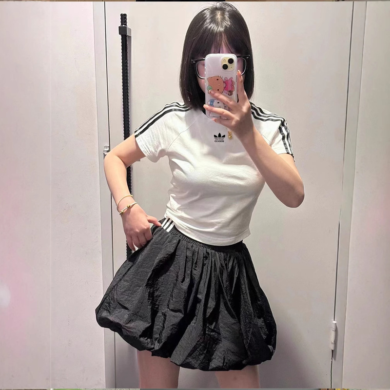 Jc8703 Clover Women's Round Neck Short-Sleeved T-Shirt Classic Short Sports Top Korean Style Slim and Versatile