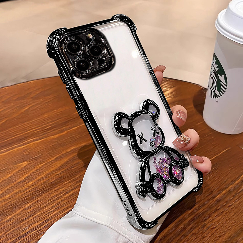 Quicksand Violent Bear Suitable for Moto Edge60 Fusion Mobile Phone Case G32 Trendy Brand G53 Protective Cover for Men