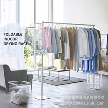 折叠晾衣架 落地室内家用卧室可收纳衣架挂衣架晒衣架 单杆晾衣架