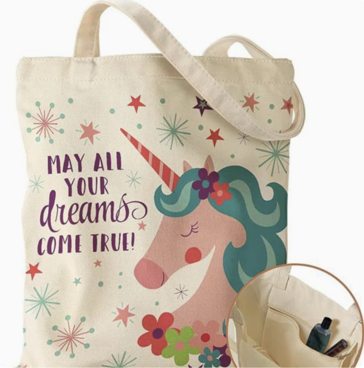 Comercio exterior transfronterizo de Amazon Monet pintura al óleo impresión de dibujos animados letras de lona bolso de hombro bolso de mano bolso de cosméticos