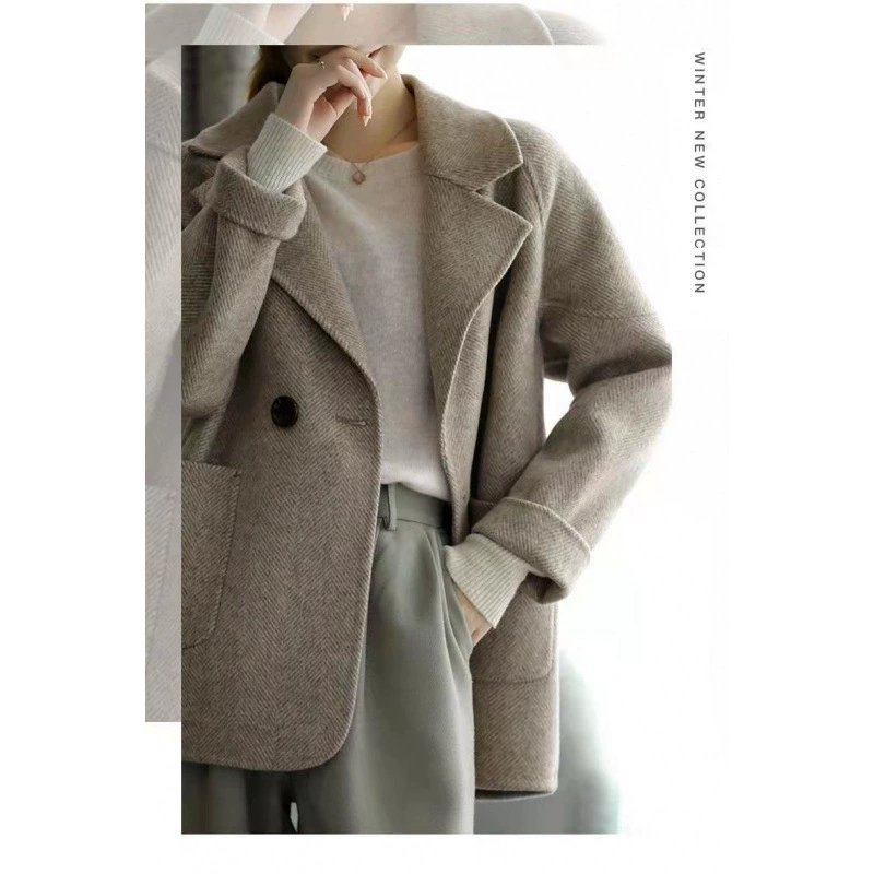 Autumn Fashion Wool Coat: Cozy, Elegant Tailored Outerwear in Coffee or Black, Sizes S-2XL