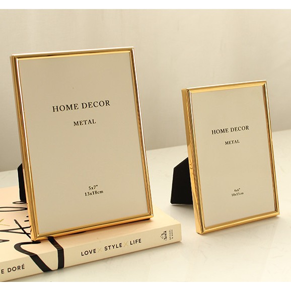European-style simple thin edge ins style metal photo frame table Yak iron gold 16 inch A3A4 wall frame