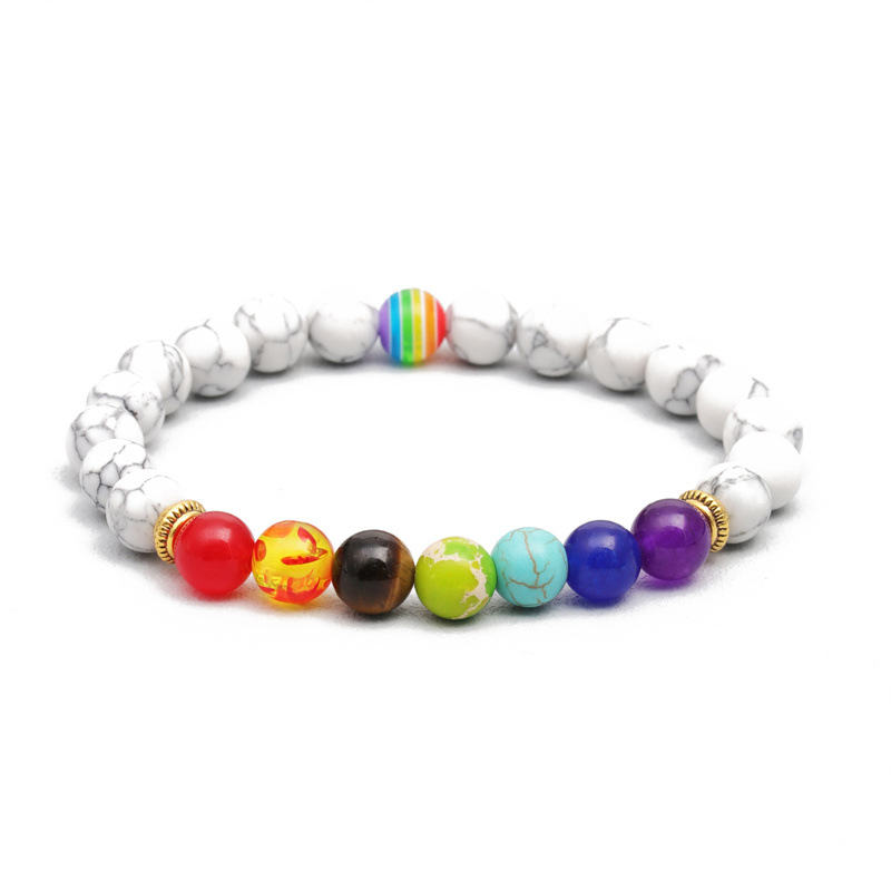 Cuentas de colores transfronterizas europeas y americanas Ojo de tigre Pulsera de cuentas de piedra volcánica pulsera de bola de color pulsera de hombres y mujeres pulsera de pareja