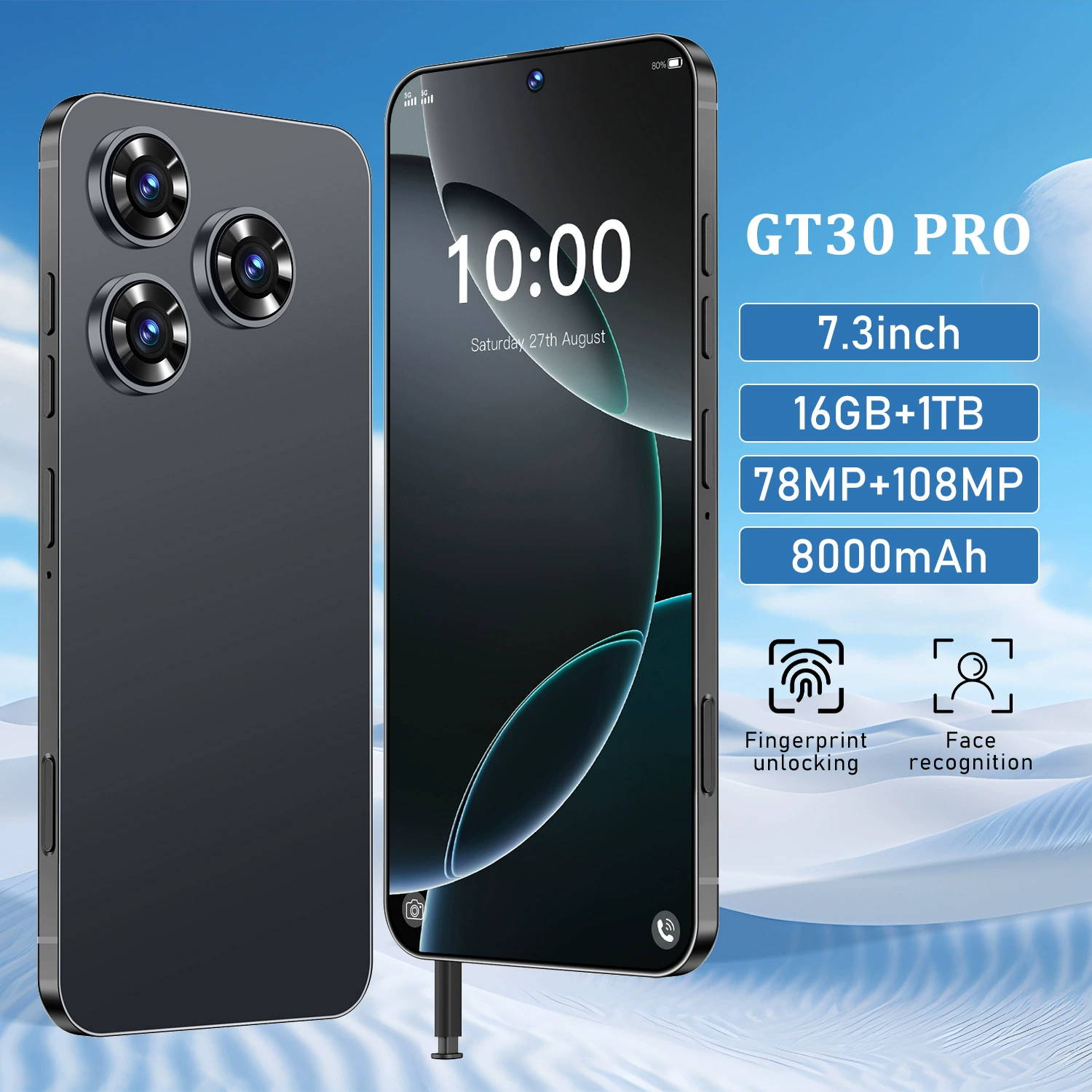 Новый смартфон GT30 Pro, глобальная версия 16+1T, высококлассный 7.3" телефон, эксклюзивно для внешней торговли