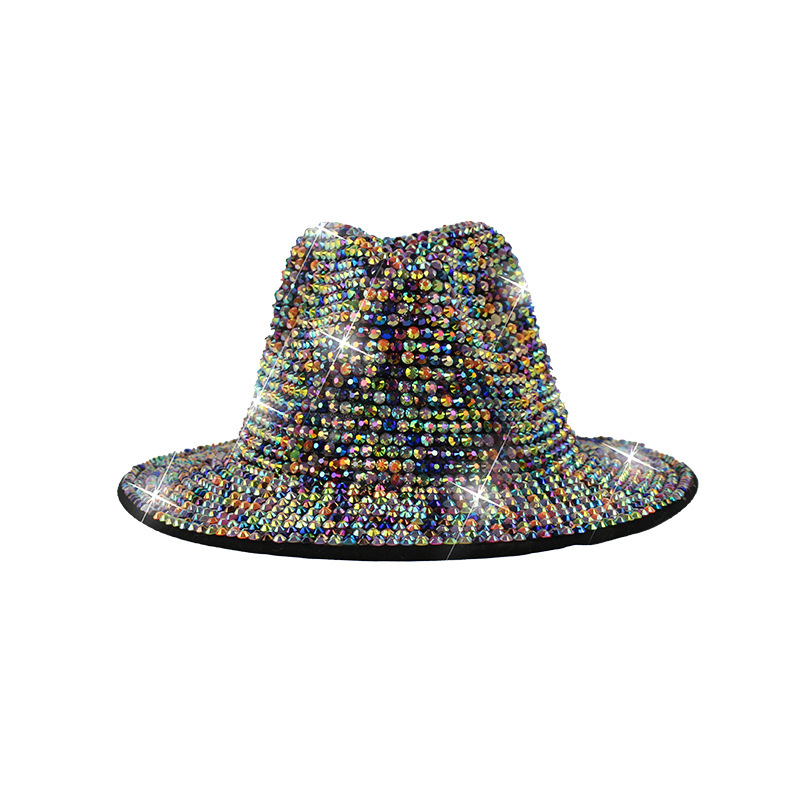 Retro Western Cowboy Hat Fashion Party Hat Disco Rhinestone Wool Jazz Hat Carnival Hat Full Rhinestone Retro Western Cowboy Hat Fashion Party Hat Disco Rhinestone Wool Jazz Hat Carnival Hat Full Rhinestone